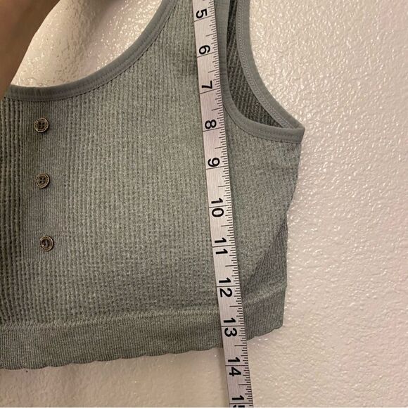 Lucky Brand padded gray Crop top Bralette waffle knit ribbed comfort seamless 2X - Picture 4 of 7